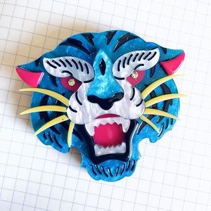 💙🐅 Blue Tiger Acrylic Laser Cut Brooch Pin 🐅💙